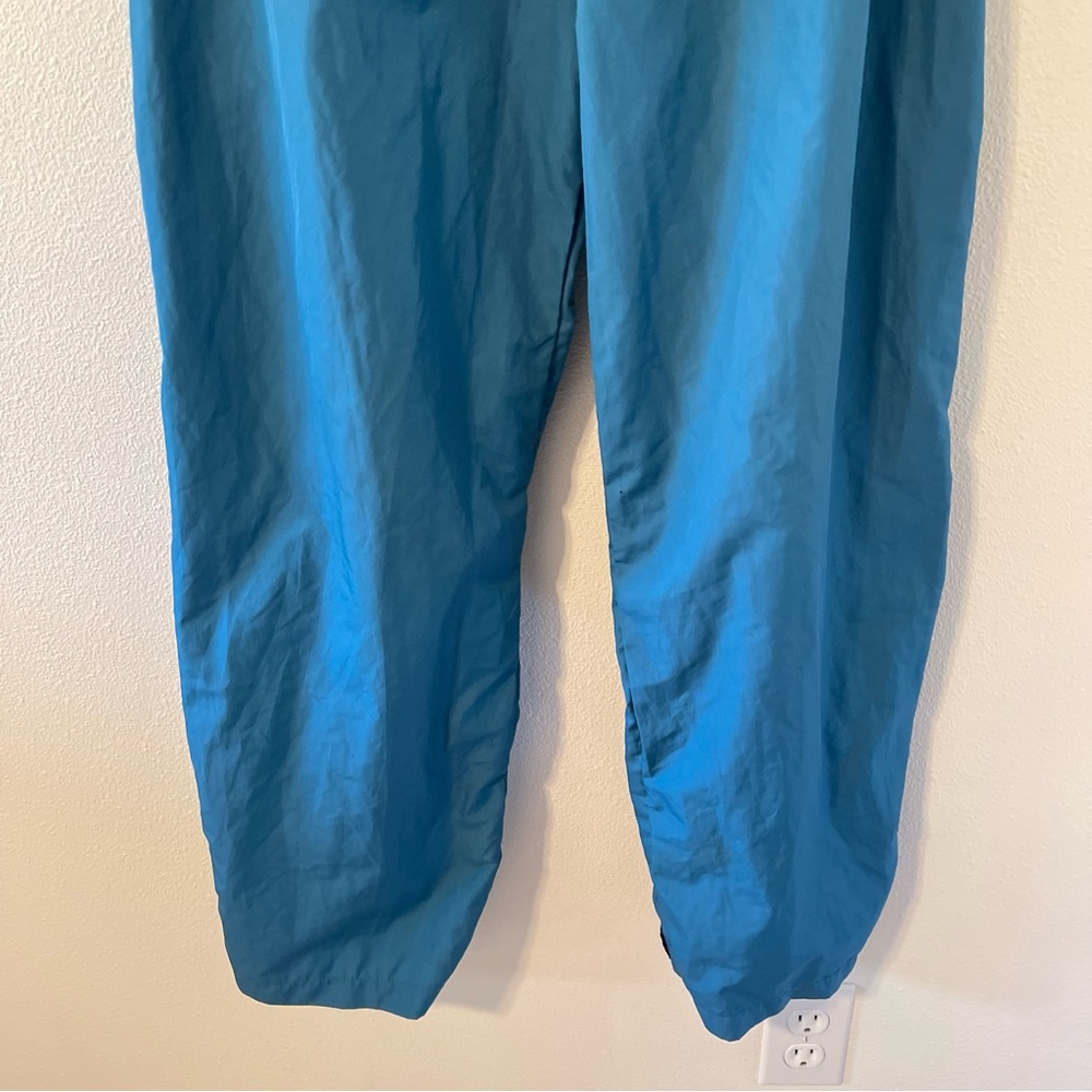 Vintage 90s Nike Teal Track Pants Zip Velcro Ankle Elastic Waistband Pockets-M - Picture 5 of 11